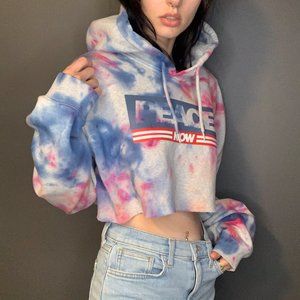 H&M Crop Tie Dye "Peace Now" Hoodie